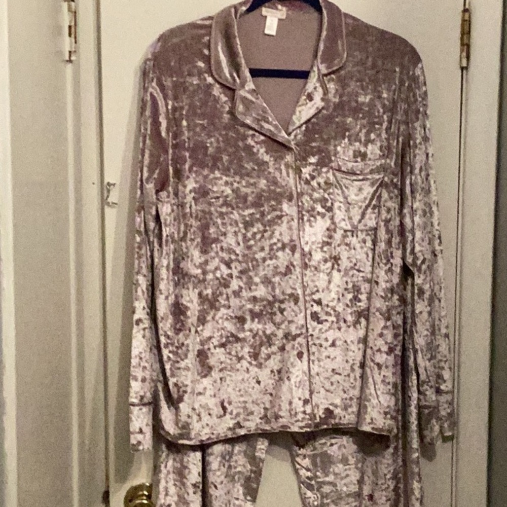 Ambrielle Elderberry Two Piece Velvet Pajama Set
